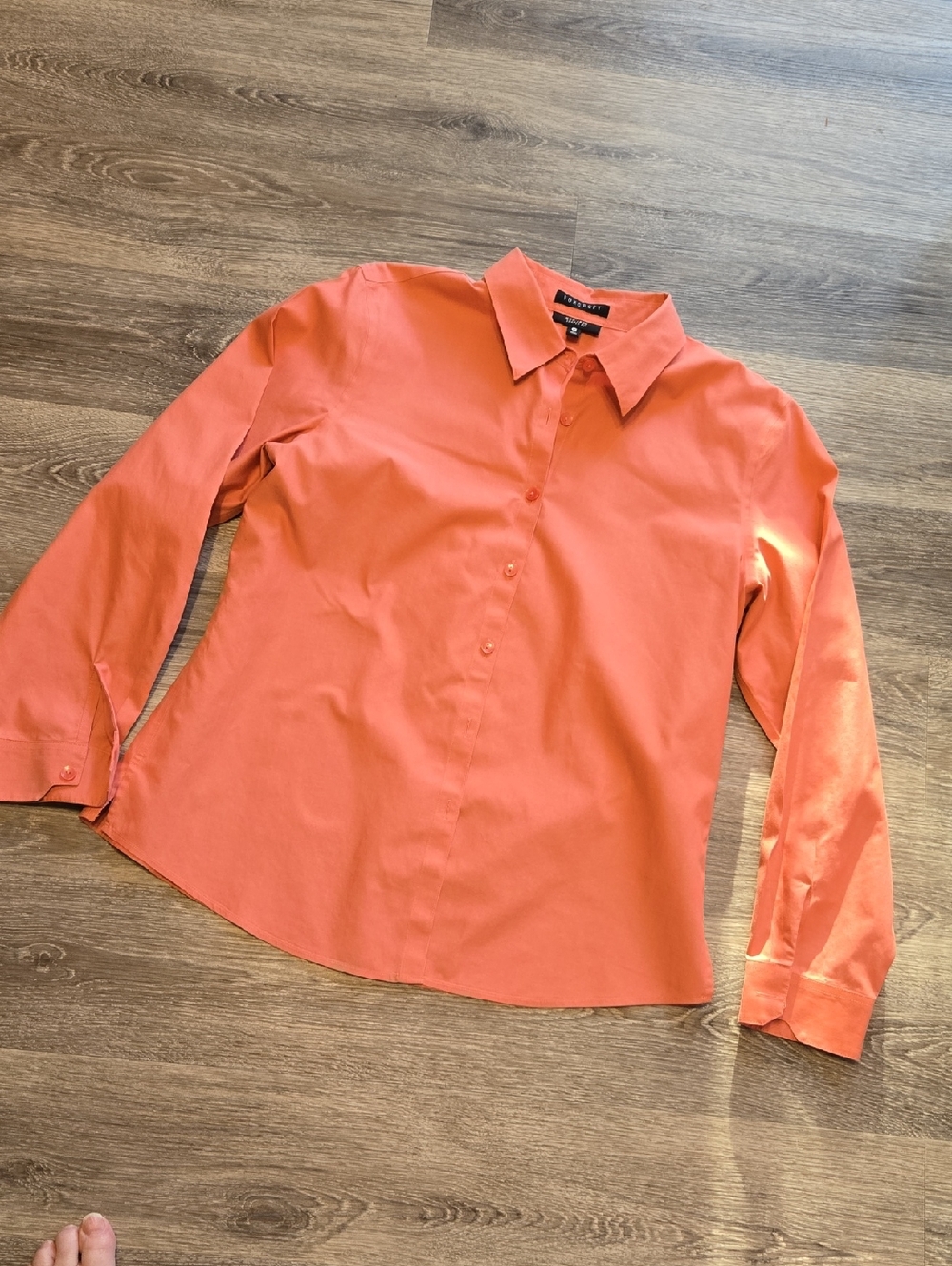 Foxcroft Non-iron Shaped Fit Salmon Button Up Sz 14